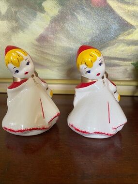 Vintage Little Red Riding Hood Salt and Pepper Shakers.